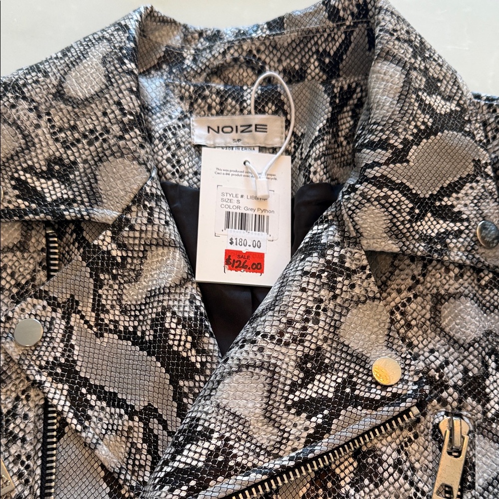 Noize Black and Gray Python Leather Jacket - Picture 2 of 4